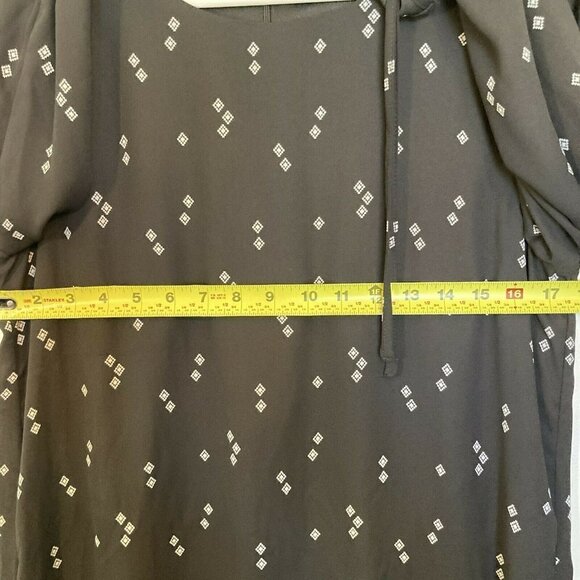 Studio by Bobeau Black Print Long Tie Wrist Sleeve Chemise Dress - Picture 8 of 11